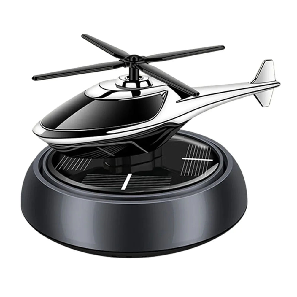 Vehicle Diffuser Air Purifier Solar Powered Rotating Styled Like Airplane for Car and Table Use with Plant Extract Scent