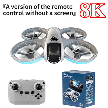E69 Mini Drone Professional 8K Camera with WiFi FPV UAV Screen Remote Control and Obstacle Avoidance Quadcopter Kid Toy