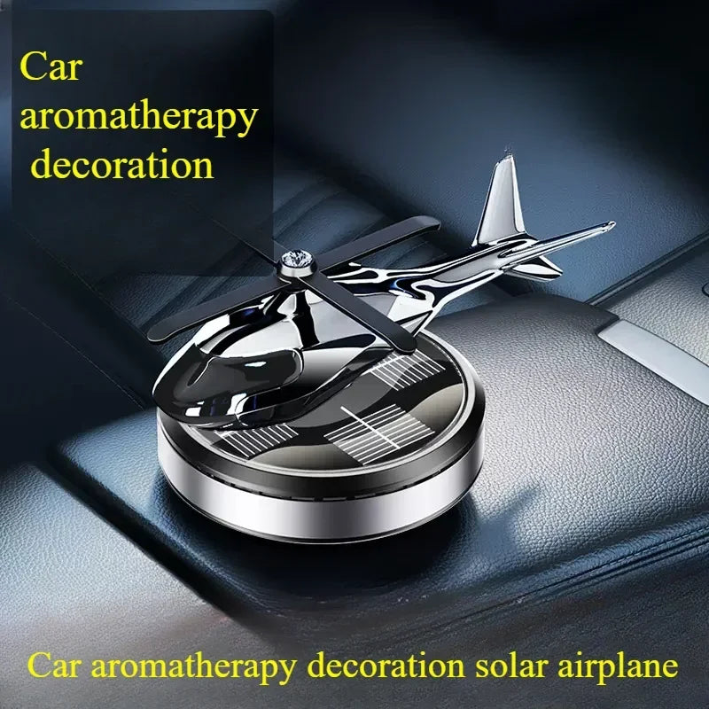 Decoration solar rotating car aircraft Aromatherapy wholesale creative helicopter car Aromatherapy car perfume