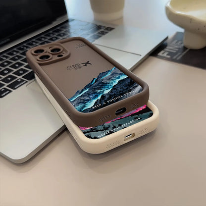 Peak Plane Phone Case For iPhone 17 16 15 14 Pro Max 13 12 11 16 Plus 16E 17 Air Shockproof Matte Soft TPU Silicone Bumper Cover