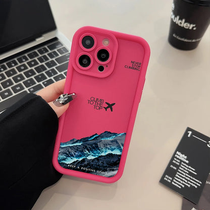 Peak Plane Phone Case For iPhone 17 16 15 14 Pro Max 13 12 11 16 Plus 16E 17 Air Shockproof Matte Soft TPU Silicone Bumper Cover