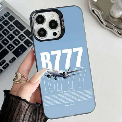 B-BoeingS 777 Top Airplane  Phone Case For iPhone 17,16,15,14,13,12,11,Pro,Max,Plus,E,Air,Mini Black IMD Cover