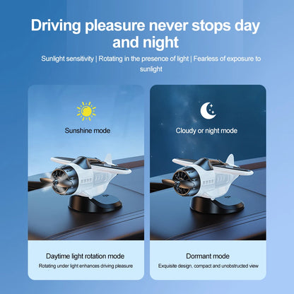 Solar Powered Aircraft For Car Tabletop Office Alloy Solar Energy Rotate Airplane Solar Energy Rotate Helicopter