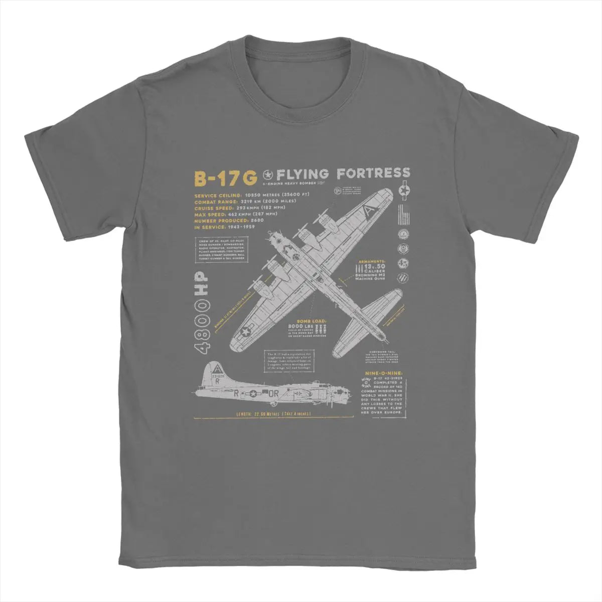 Men's T-Shirts B-17 Flying Fortress Humor Cotton Tees Fighter Plane WW2 War Pilot Aircraft Airplane T Shirt Tops 4XL 5XL 6XL