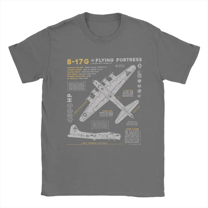 Men's T-Shirts B-17 Flying Fortress Humor Cotton Tees Fighter Plane WW2 War Pilot Aircraft Airplane T Shirt Tops 4XL 5XL 6XL