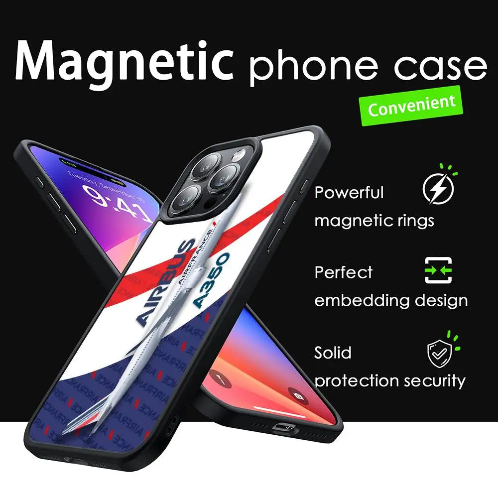 Fashion Pattern A-Airbus Logo Phone Case MagSafe Magnetic For IPhone 16 15 14 13 12 11 Pro Plus Max Mini Wireless Charger Funda