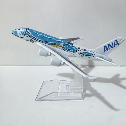 JASON TUTU 15CM ANA sea turtle painting Airbus A380 Airplane Model Aircraft Model Diecast Metal Planes Model All Nippon Airways