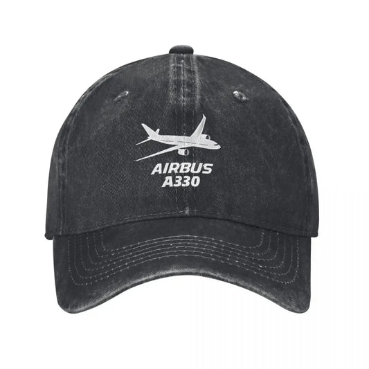 Airbus A330 Captain Baseball Cap Vintage Distressed Washed Airplane Sun Cap for Men Women Outdoor Activities Hats Cap
