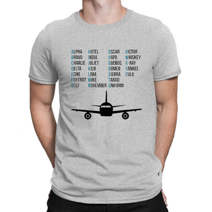 Phonetic Alphabet T-shirt Airplane Pilot Gift Aviation Lover Tshirt Cotton O-neck Unisex Tops Tees Men