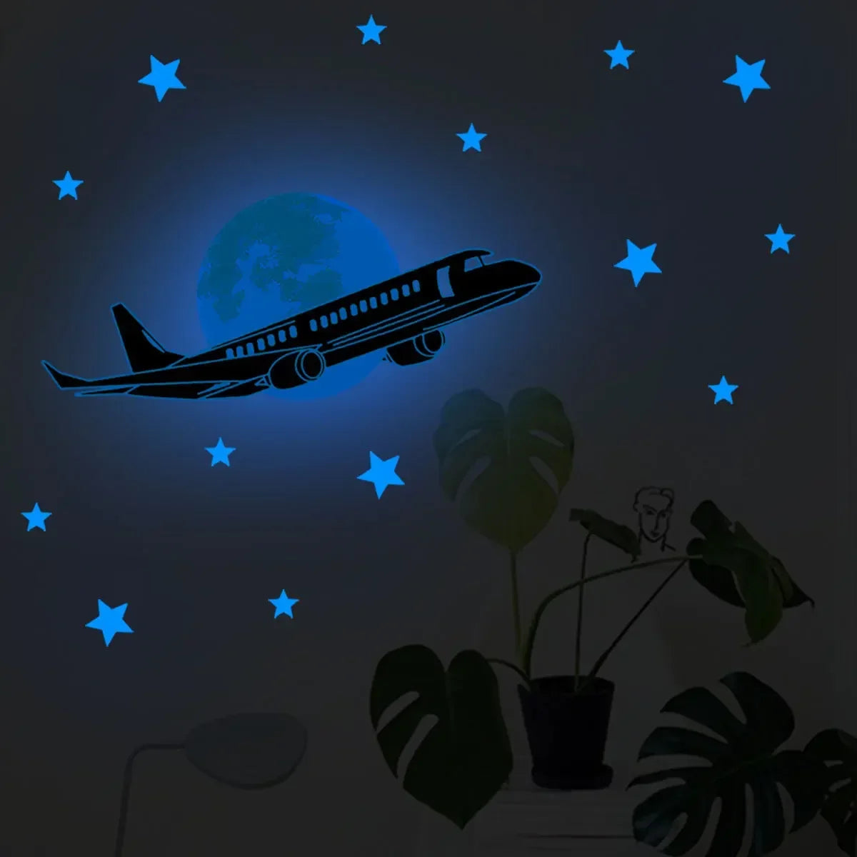 Night Sky Plane Stars Luminous Stickers Wall Stickers PVC Wallpaper
