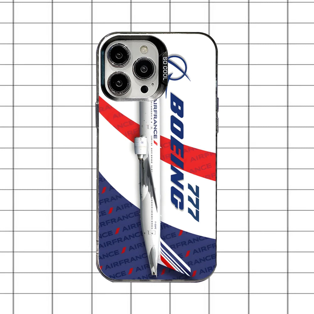 B-BoeingS 777 Top Airplane Phone Case For iPhone 16,15,14,13,12,11,8,7,Pro,Max,Plus,Mini,XS,SE Anti Fall Black Matte Hard