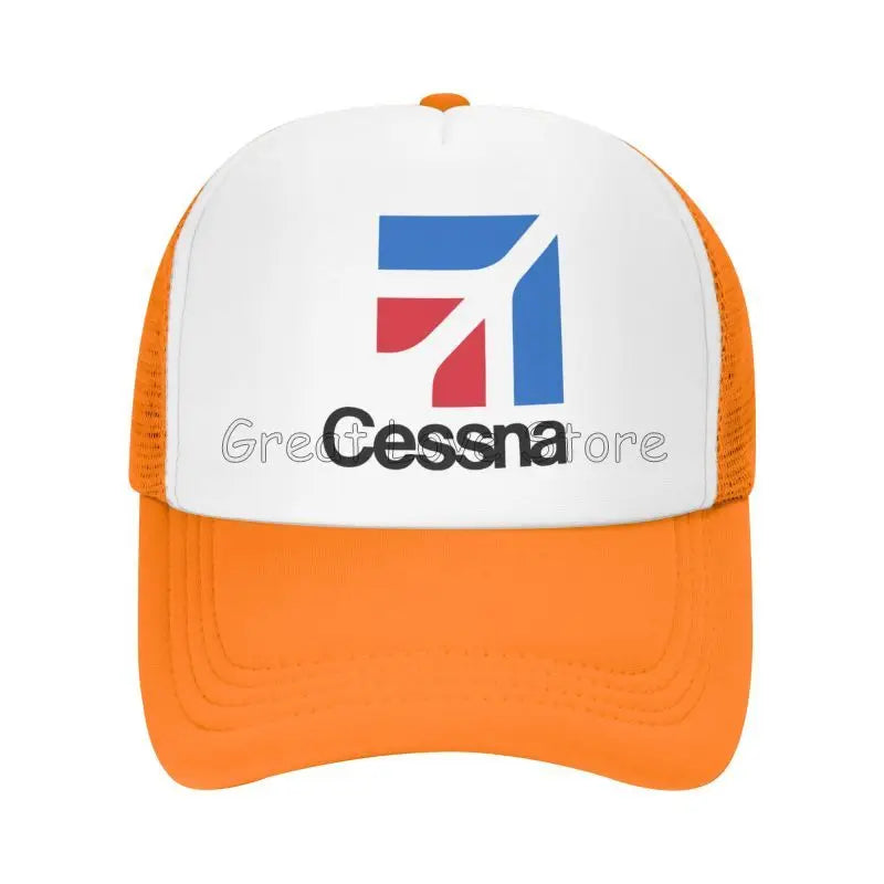 Cessna Logo Print Mesh Baseball Cap American Aircraft Manufacturer Y2k Retro Men Hip Hop Hats Outdoor Sun Snapback Cap Gift