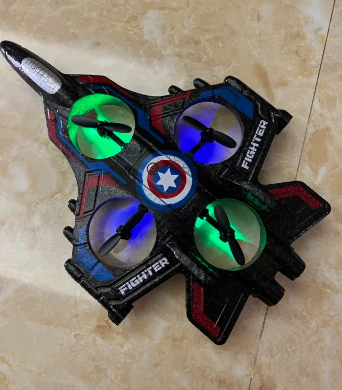 K500max Fighter Jet Quadcopter Drone Rolling Stunt Lights Rc Airplane no camera that can fly