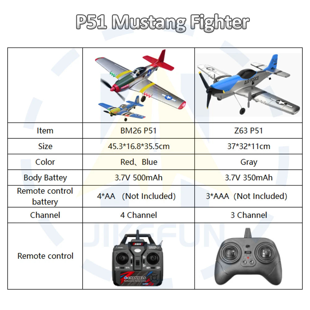 P51 Mustang Fighter 4CH Remote Control Aircraft Model Fixed Wing Aviation Model Aircraft 2.4G Electric Foam Glider Toys