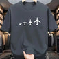 Men Cotton Crew Neck T-Shirt with Airplane Evolution Print Casual Sporty All-Season Short Sleeve