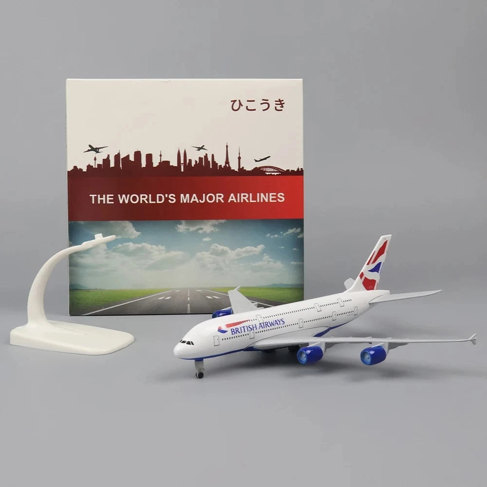 20cm Metal Aircraft Model Children Educational Toys British Airways A380 Scale