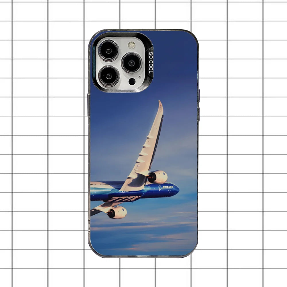 B-BoeingS 777 Top Airplane Phone Case For iPhone 16,15,14,13,12,11,8,7,Pro,Max,Plus,Mini,XS,SE Anti Fall Black Matte Hard