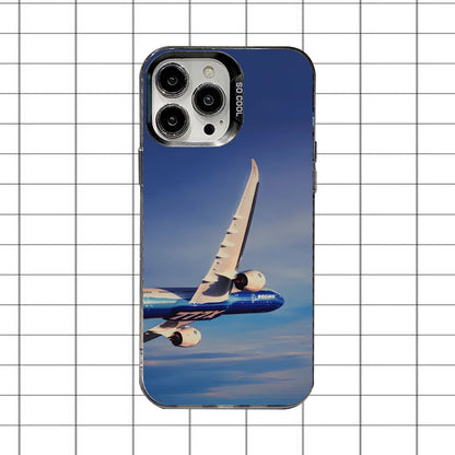 B-BoeingS 777 Top Airplane Phone Case For iPhone 16,15,14,13,12,11,8,7,Pro,Max,Plus,Mini,XS,SE Anti Fall Black Matte Hard