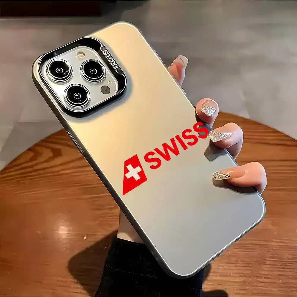 Swiss International Air Lines logo Phone Case For iPhone 17 16 15 14 13 12 11 Pro Max Air multicolor Matte Laser Metallic Aurora