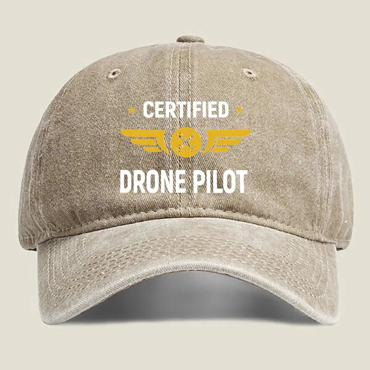 Drone Pilot Aviation - Themed Certification Badge Art Washed Baseball Cap