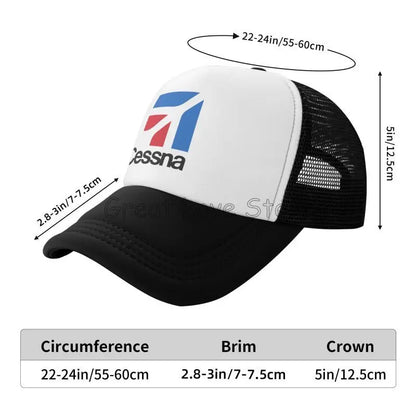 Cessna Logo Print Mesh Baseball Cap American Aircraft Manufacturer Y2k Retro Men Hip Hop Hats Outdoor Sun Snapback Cap Gift