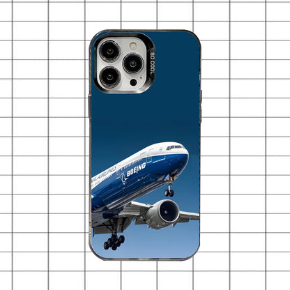 B-BoeingS 777 Top Airplane Phone Case For iPhone 16,15,14,13,12,11,8,7,Pro,Max,Plus,Mini,XS,SE Anti Fall Black Matte Hard
