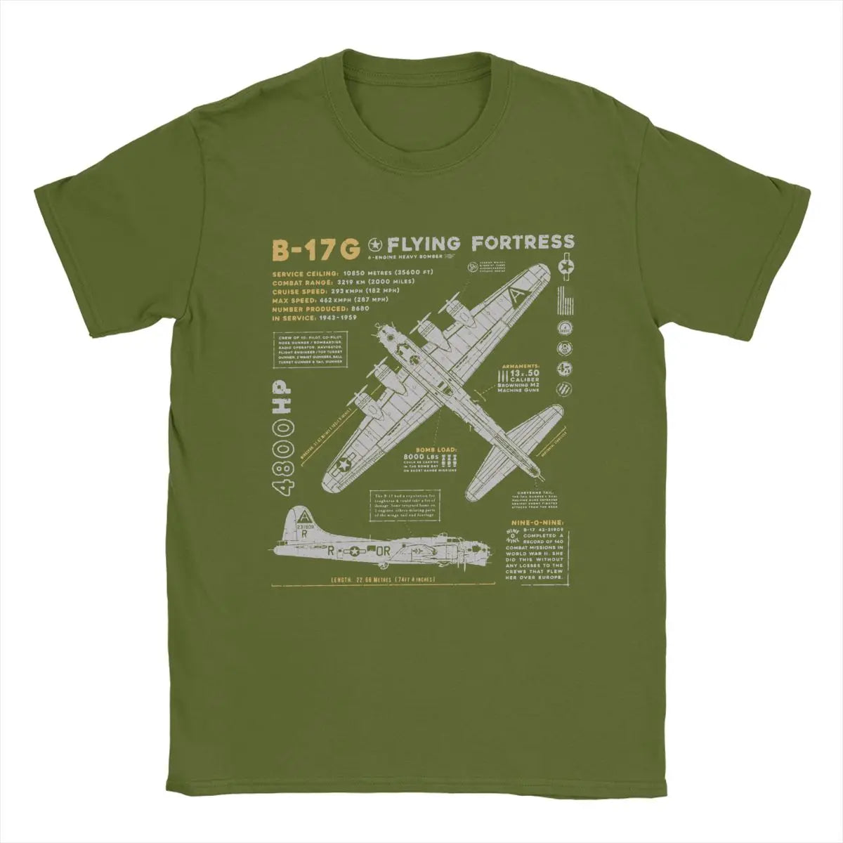 Men's T-Shirts B-17 Flying Fortress Humor Cotton Tees Fighter Plane WW2 War Pilot Aircraft Airplane T Shirt Tops 4XL 5XL 6XL