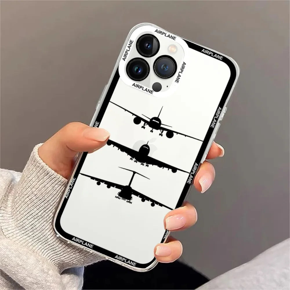 Airplane Pilot Epaulette Phone Case For iPhone 11 12 Mini 13 14 15 Pro Max Transparent Shell