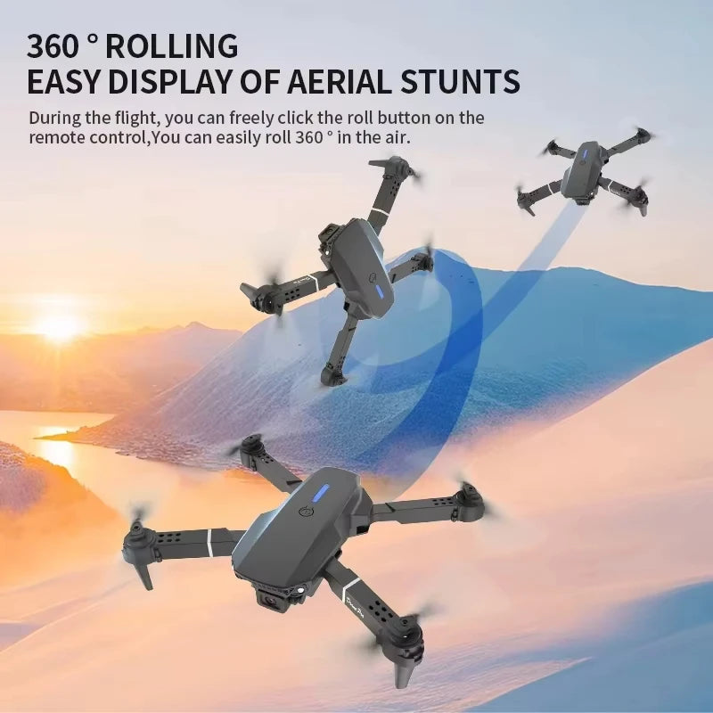 Original E88 Professional Wide Angle RC Dron HD 4K Camera Mode Foldable Helicopter Aircraft Quadcopter Drone Kid Gift Toys