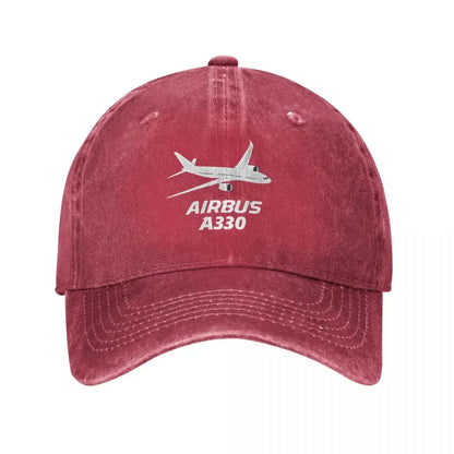 Airbus A330 Captain Baseball Cap Vintage Distressed Washed Airplane Sun Cap for Men Women Outdoor Activities Hats Cap