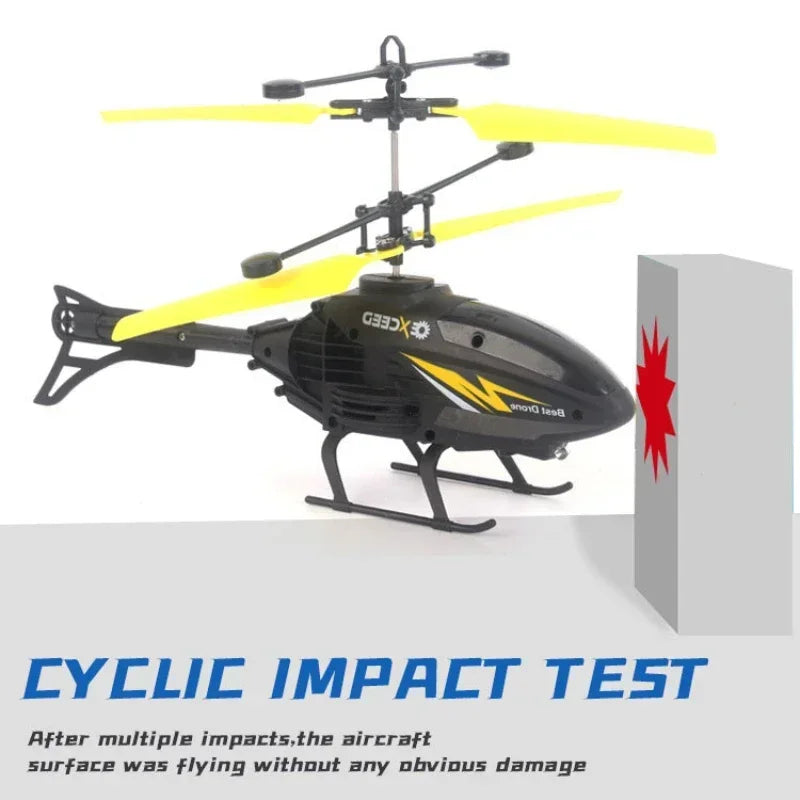 Mini RC Helicopter 2 Channel Remote Control Plane with LED Lights Gesture Sensing Crash Resistant Aircraft Toy for Kids