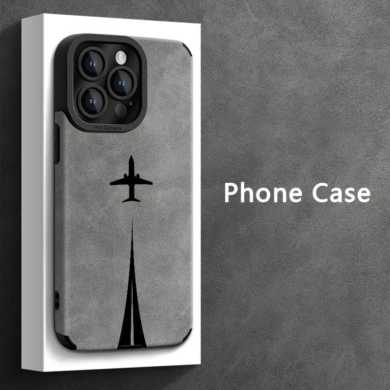 Black airplane trajectory pattern stylish design phone case, suitable for iPhone 17/16/16 Pro/16 Pro Max/16 Plus/15/15 Plus/15 P
