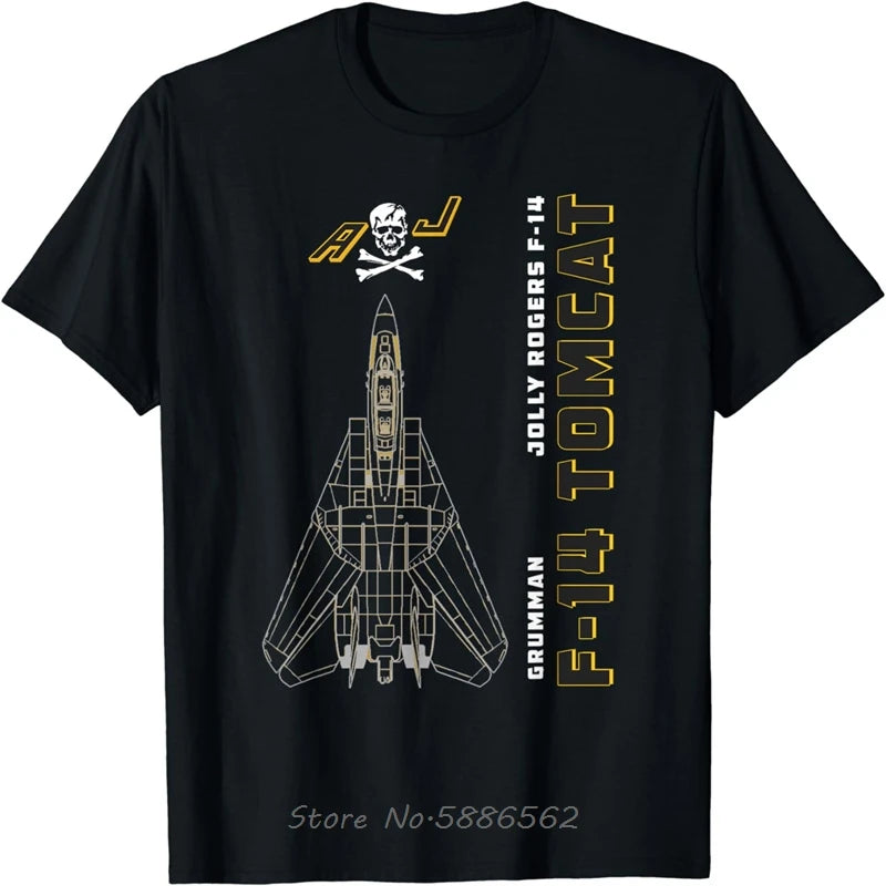 F-14 Tomcat Jolly Rogers VFA-103 Jet Airplane Profile T-Shirt Oversized Unisex T Shirt  Cotton Fitness Tees Tops Men's Clothing
