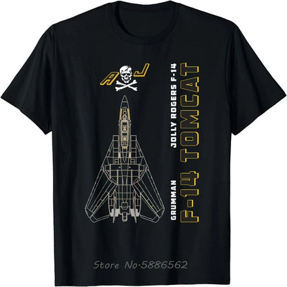 F-14 Tomcat Jolly Rogers VFA-103 Jet Airplane Profile T-Shirt Oversized Unisex T Shirt  Cotton Fitness Tees Tops Men's Clothing