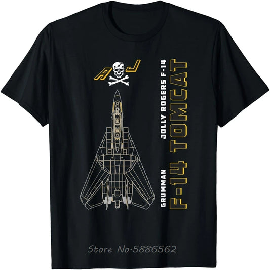 F-14 Tomcat Jolly Rogers VFA-103 Jet Airplane Profile T-Shirt Oversized Unisex T Shirt  Cotton Fitness Tees Tops Men's Clothing