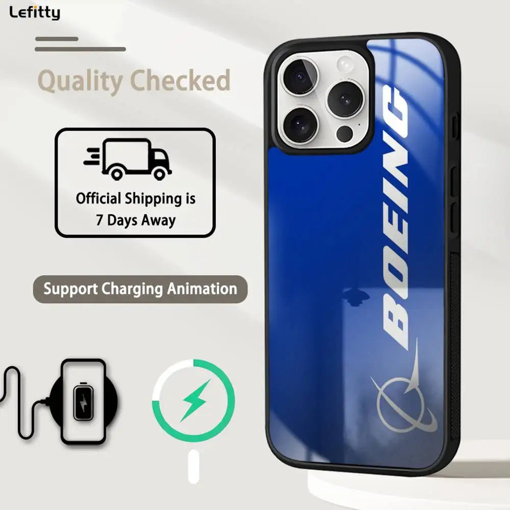 Cool The B_Boeing Design Phone Case MagSafe Magnetic for iPhone 16 15 14 13 12 11 Pro Plus Max Mini Wireless Charger Funda