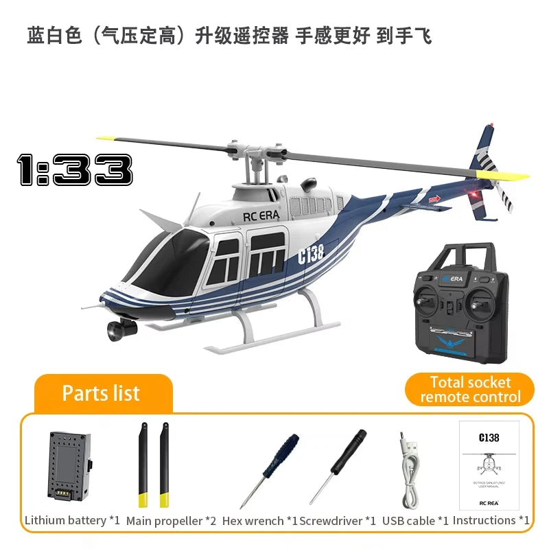 RC ERA C138 BELL 206 Jet Ranger 6-axis Gyro Stabilized Altitude Hold 4ch RC Helicopter Aircraft Hobby for Adults -RTF