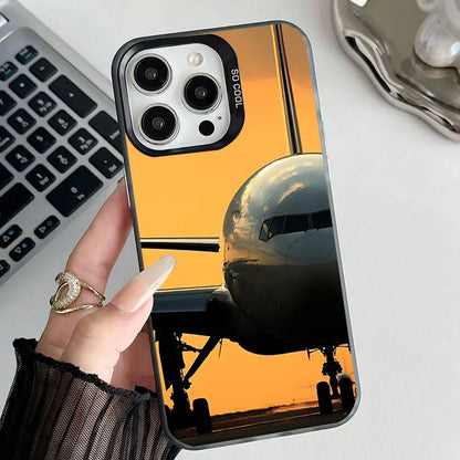 B-BoeingS 777 Top Airplane  Phone Case For iPhone 17,16,15,14,13,12,11,Pro,Max,Plus,E,Air,Mini Black IMD Cover