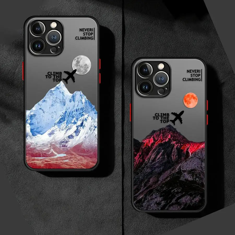 Mountain Peak Aircraft Phone Case for Apple iPhone 15 16 Pro XS Max 16e 13 14 Plus XR SE 7 8 12 11 Pro plus Matte