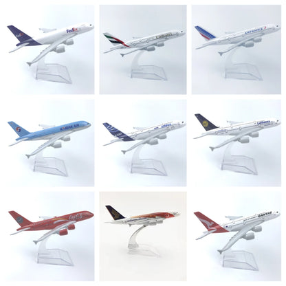 16CM A380 Series airplane kit Alloy Metal Diecast Airplanes Toy Airbus 380 plane model for Collection Gift