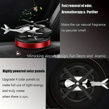 Car Air Freshener Solar Helicopter Decoration Alloy Propeller Rotating Auto Flavoring Perfume Diffuser Car Interior Accessories