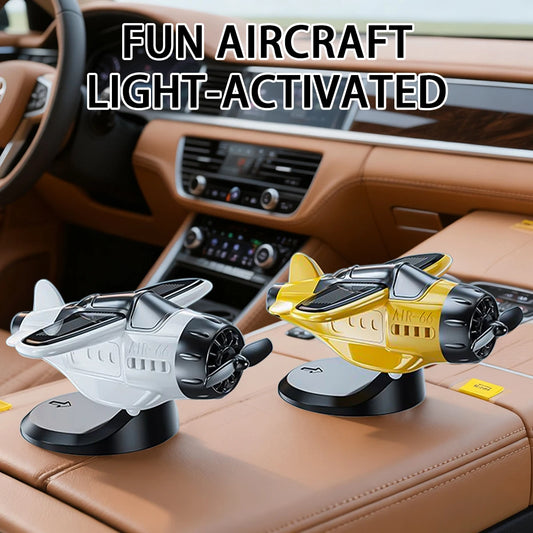 Car Solar Airplane Ornaments 360 Rotary Creative Car Center Console Powered Aircraft Decor Multiple Colors Car Accessories