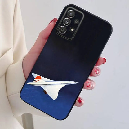 Concorde Air France Phone Case For Samsung S24,21,22,23,30,Ultra,20,Plus,Note,10,9,Black soft silicone case