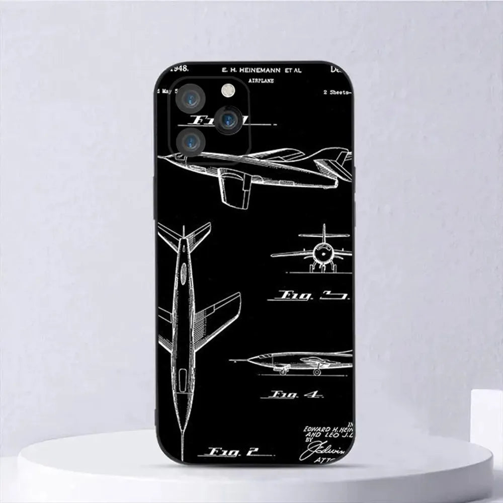 Aircraft Helicopter Airplane Phone Case For iPhone 15,14,13,12,11,Plus,Pro Max,XS,X,XR,SE,Mini,8,7 Soft Silicone Black Cover