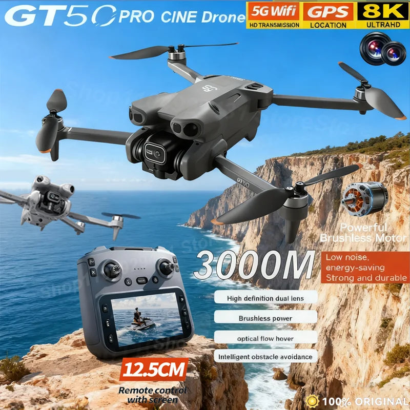 NEW GT50 PRO RC Drone 8K HD Dual Cameras WiFi GPS 20mins Flight Aerial Photography Quadcopter Remote Control UAV Boys Toys Gifts