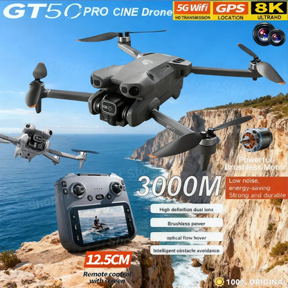 NEW GT50 PRO RC Drone 8K HD Dual Cameras WiFi GPS 20mins Flight Aerial Photography Quadcopter Remote Control UAV Boys Toys Gifts