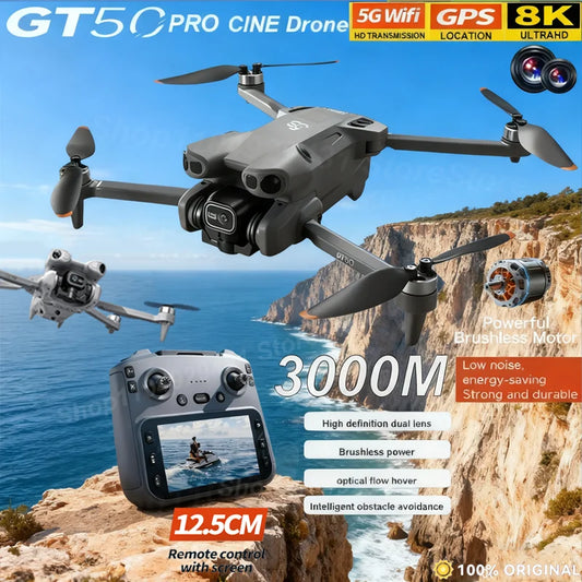 NEW GT50 PRO RC Drone 8K HD Dual Cameras WiFi GPS 20mins Flight Aerial Photography Quadcopter Remote Control UAV Boys Toys Gifts