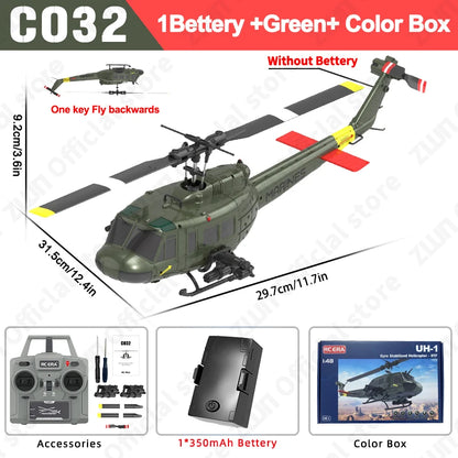 C032 RC Helicopter 2.4G 6-Aixs Gyroscope 6CH Altitude Hold Optical Flow Brushless Remote Control Helicopter Toys For Kid Adult
