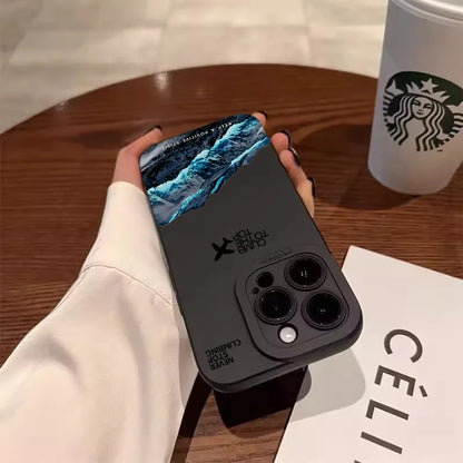 Mountain Peak Aircraft Phone Case for iPhone 17 16 14 15 11 12 13 Pro Max Air 16E 7 8 Plus SE2 XR X XSMAX Shockproof Matte Cover
