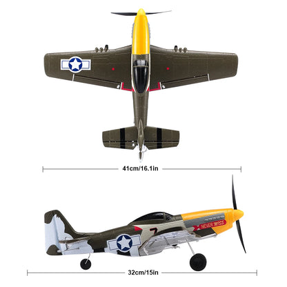RC Plane P51 Mustang 2.4G Radio EPP Foam 4CH 6 Axis 410MM Wingspan RC Fighter One Key Aerobatic RTF Aircraft Toys